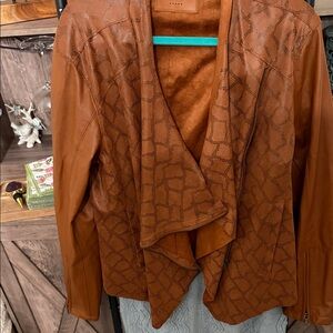 Blank NYC brown Leather Jacket with Pattern